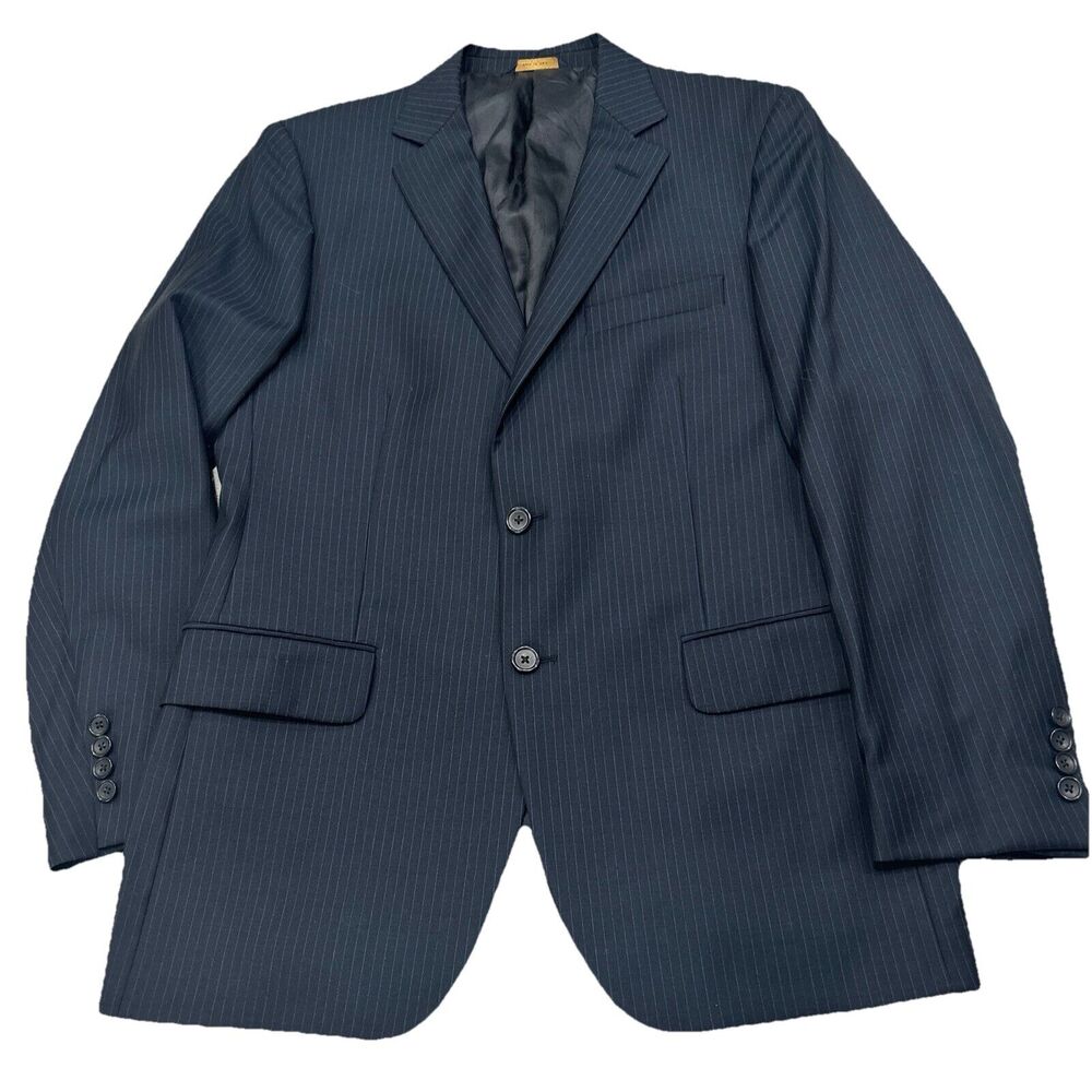 Brooks Brothers 1818 Mens Size 40S Navy Pinstripe 100% Wool Blazer Suit Jacket